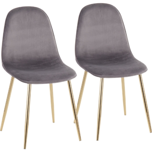 Pebble Accent Chair in Grey Velvet & Gold Steel (Set of 2)